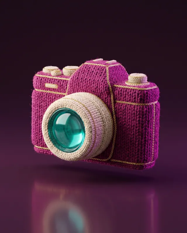 A camera knitted from wool