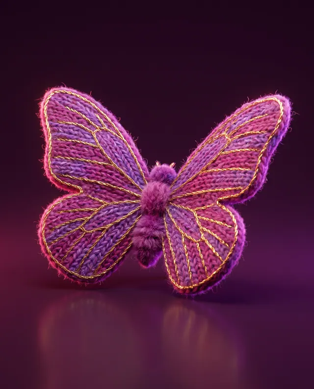 A butterfly with knitted wings