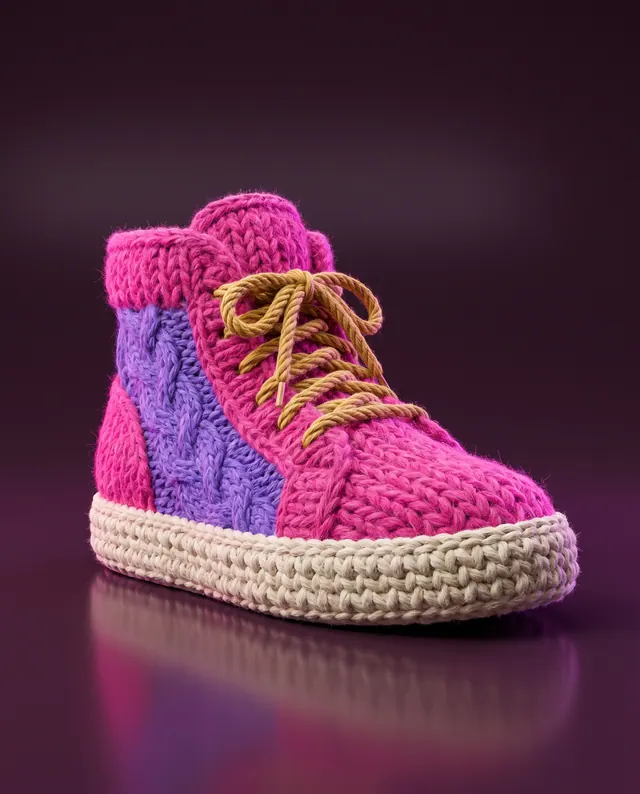 A high-top sneaker knitted from wool
