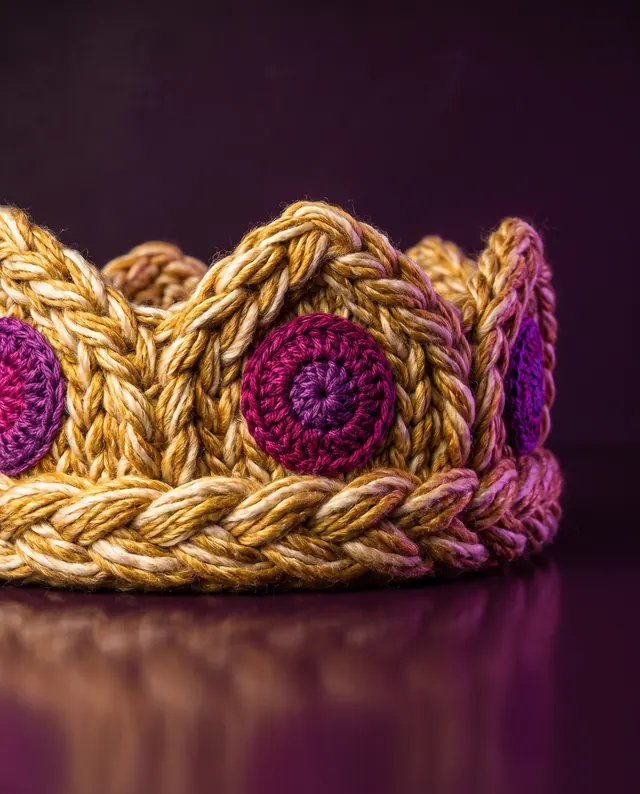 A crown knitted from gold wool